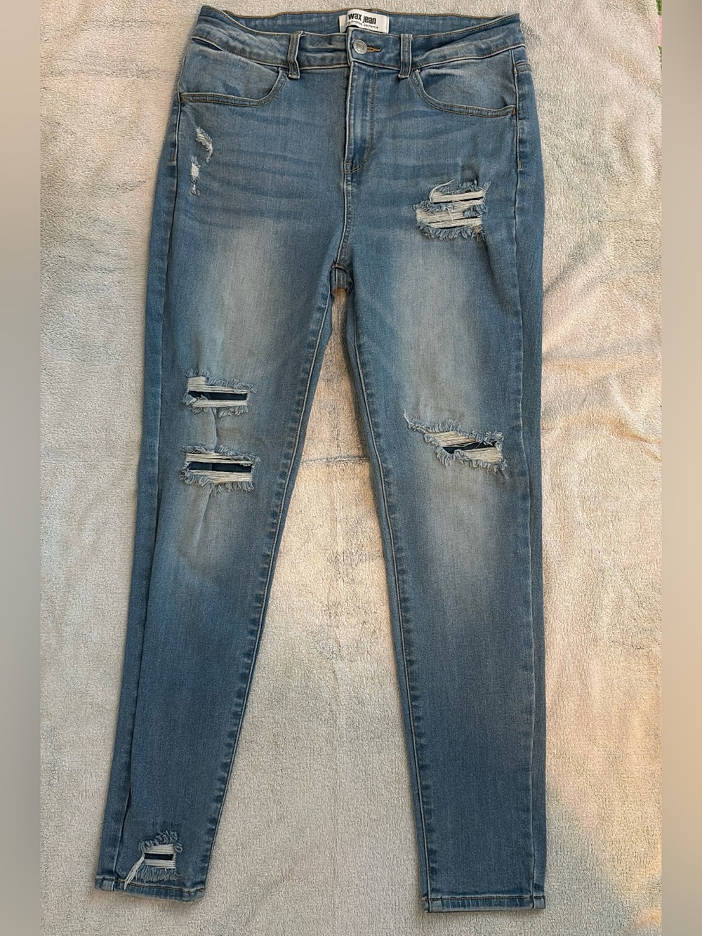 Wax Jean Women's Distressed Light Blue Skinny Jeans